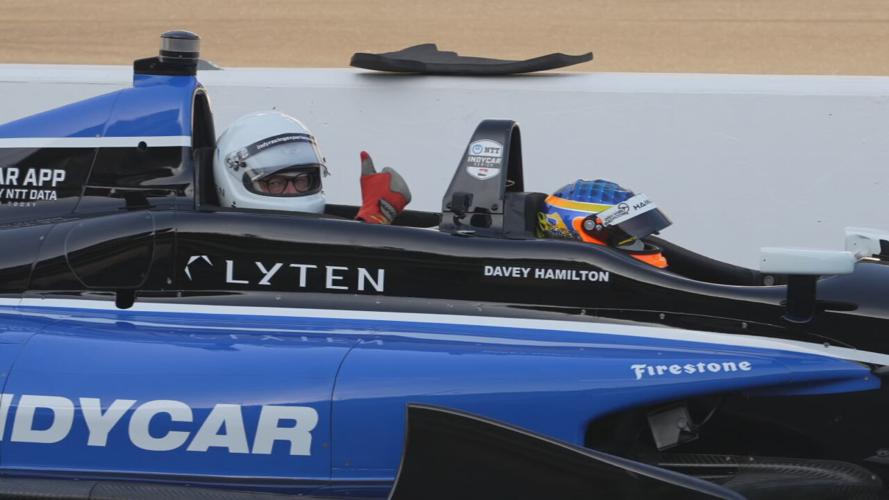 Richard Essex rides in IndyCar at Indianapolis Motor Speedway 5-10-25