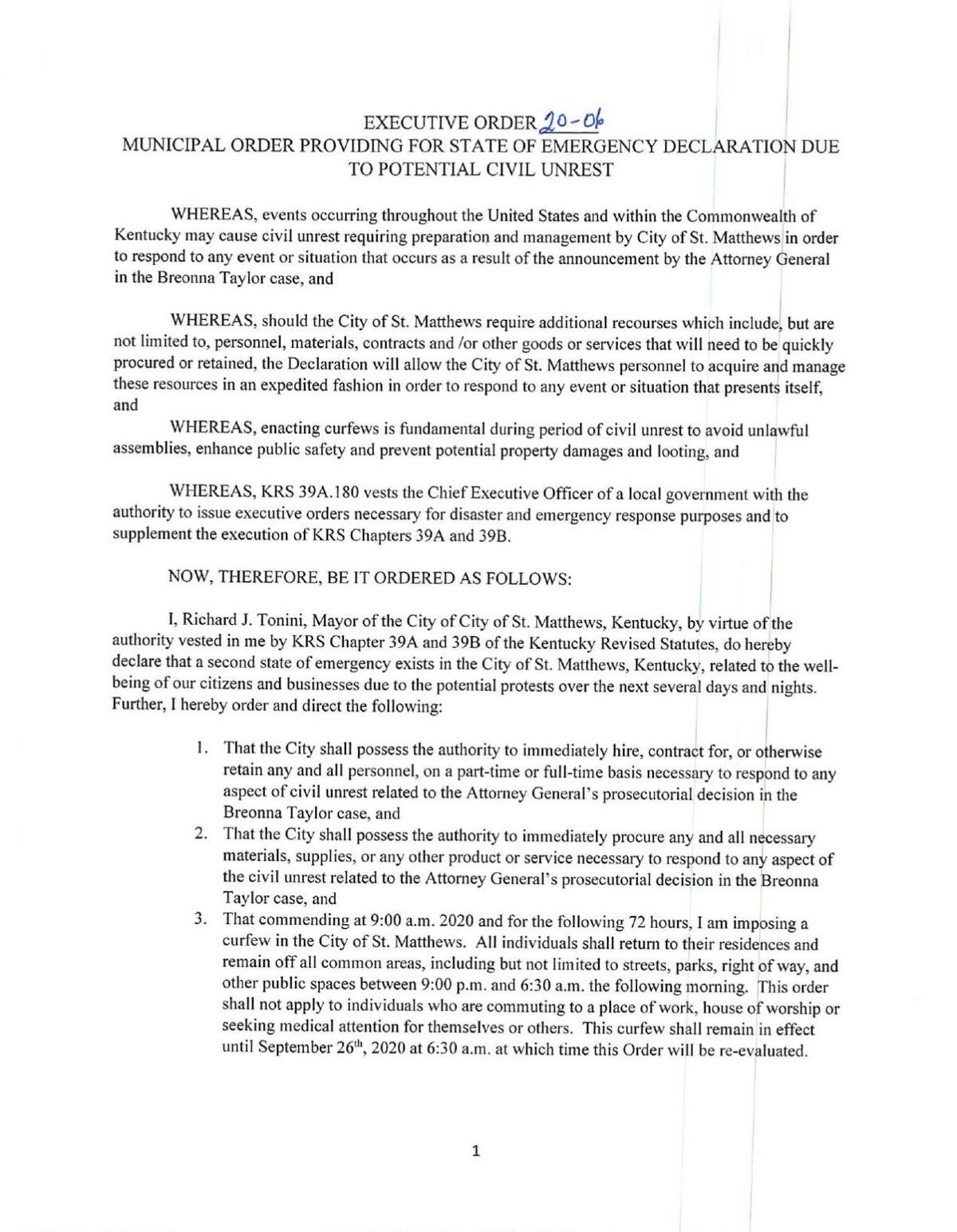 St Matthews Declares State Of Emergency In Anticipation Of Protests News Wdrb Com