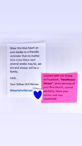 Louisville health care workers make blue heart stickers to celebrate 'healthcare heroes'