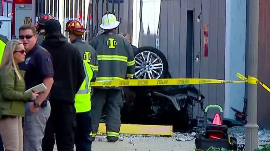 Scene of Oct. 23, 2019 crash in Indianapolis when car fell from parking garage