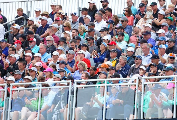 Fans cheer at Valhalla 9th hole.JPG