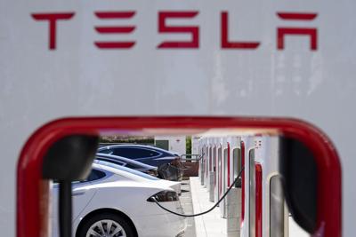 Teslas charging in California