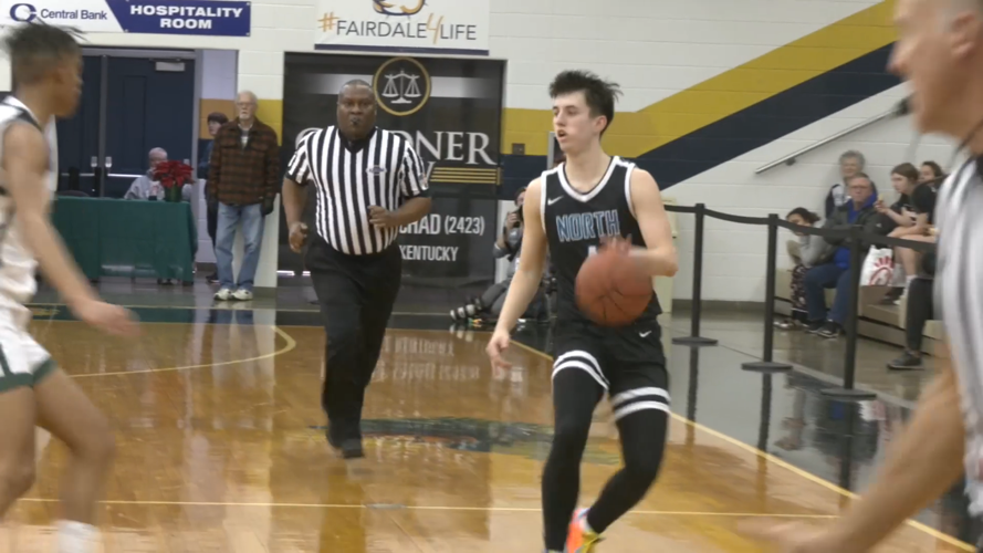 Dallas Roberts dribbles for North Oldham