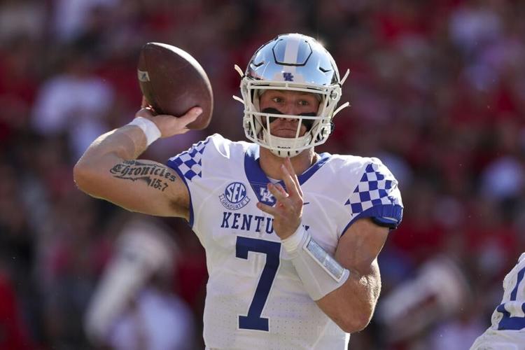 Kentucky quarterback Will Levis throws a pass against Georgia.jpeg