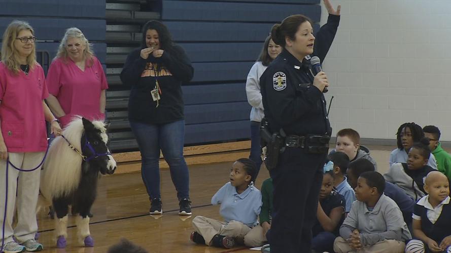 Miniature horse 'Sadie' teaches Byck Elementary Students to Just Say Whoa to Bullying on Feb. 19, 2020