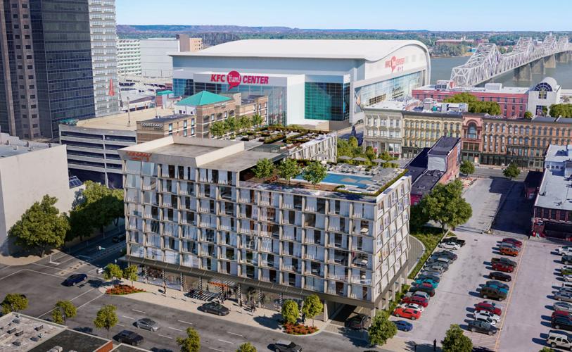 Rendering of a six-story Canopy by Hilton hotel planned for 2nd and Market Streets in downtown Louisville