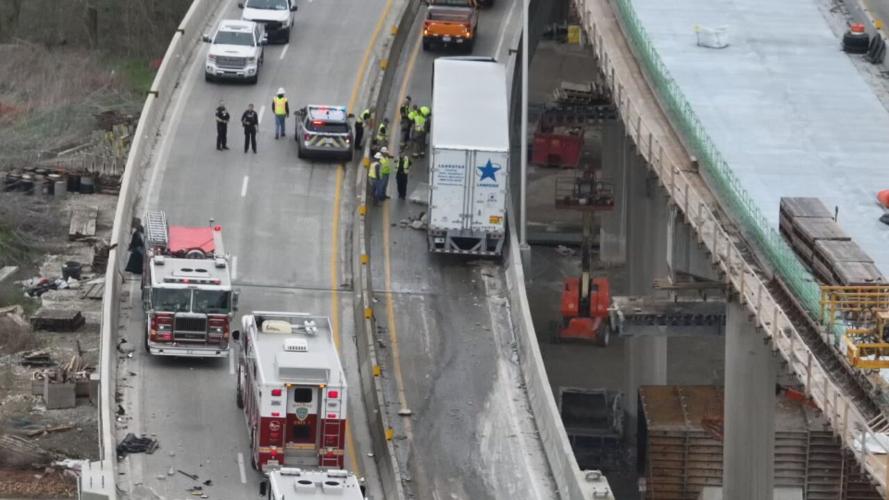 Semi crash on Sherman Minton Bridge on April 2, 2024
