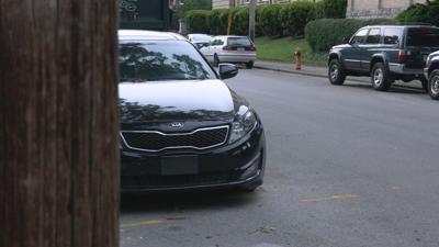 Abandoned black Kia in the Highlands