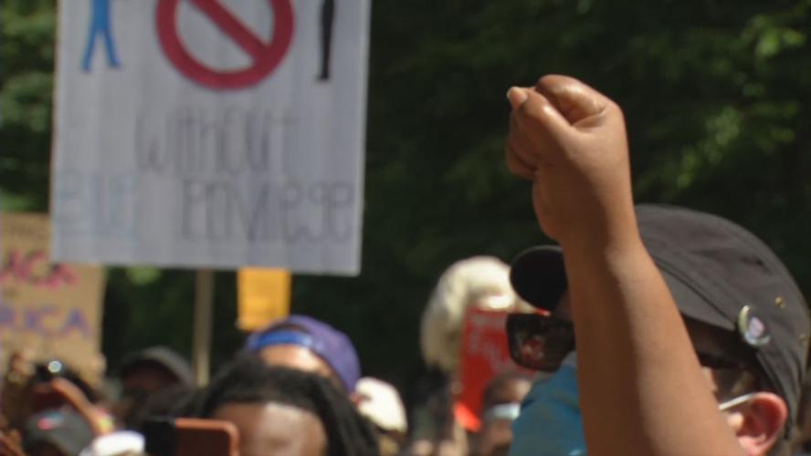 Fist in air BLM demonstration 5-31-20
