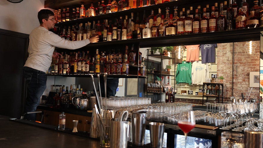 Liquor shelf at Epiphany