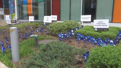 Pinwheels outside Norton Children's Hospital