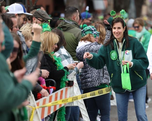 Rachel Greenberg gives out candy
