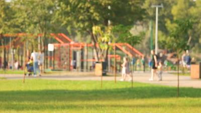 Kids playground in summer