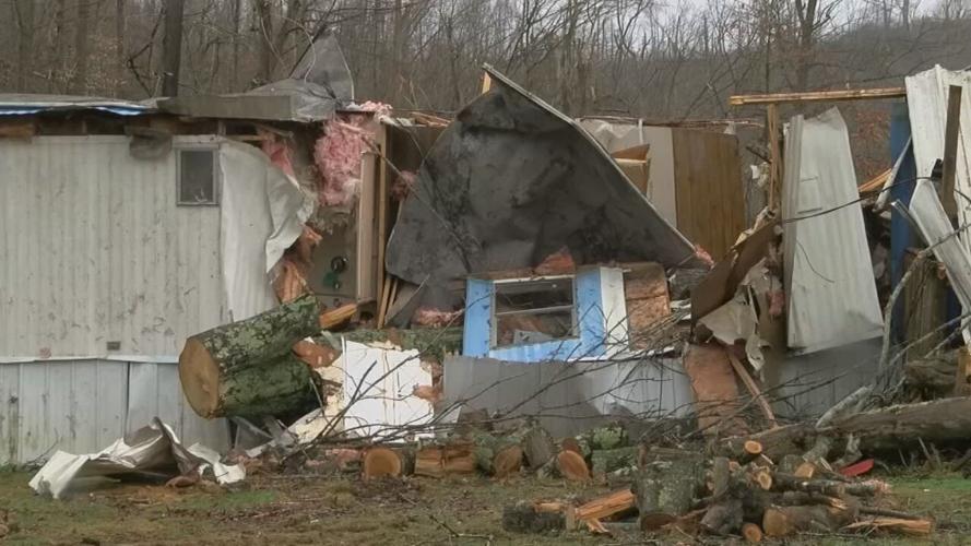 Destroyed mobile home in Hopkins County