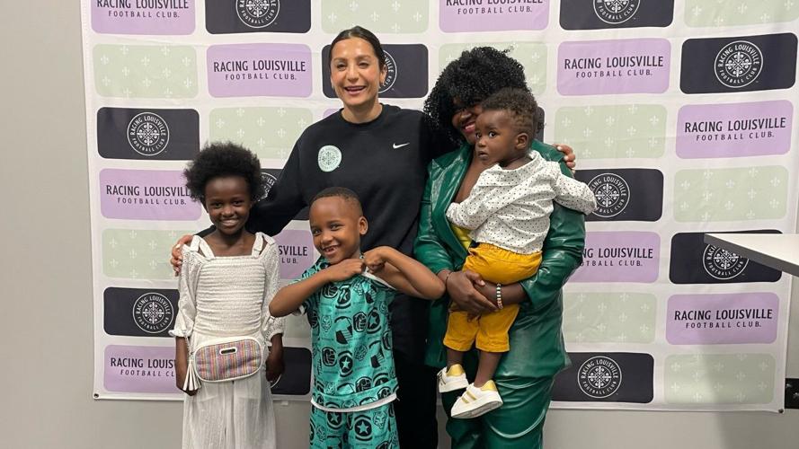 Nadia Nadim poses for photo with Faith's family