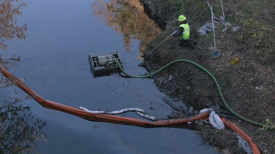 National Turnpike waterway oil slick 11-5-25
