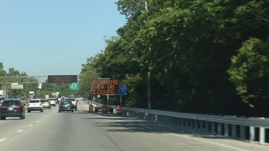 I-64W closure sign
