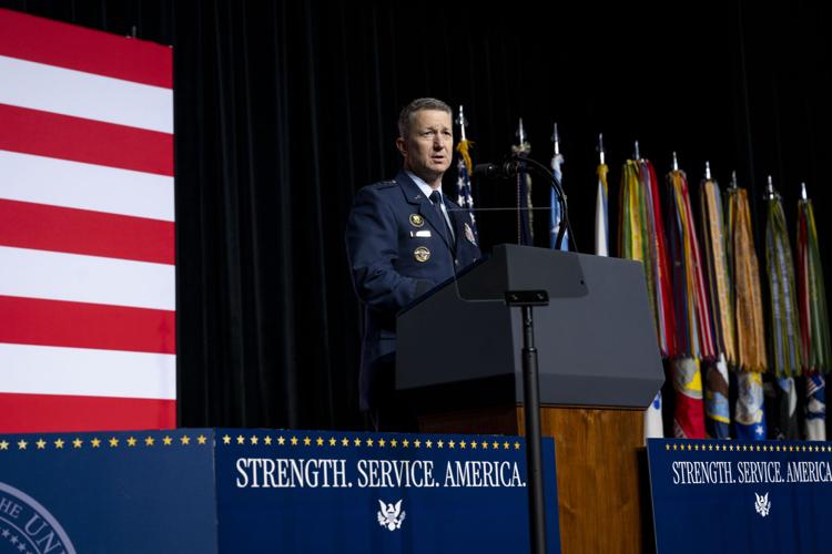 Joints Chiefs of Staff U.S. Air Force Gen. Dan Caine speaking at Quantico 9-30-2025