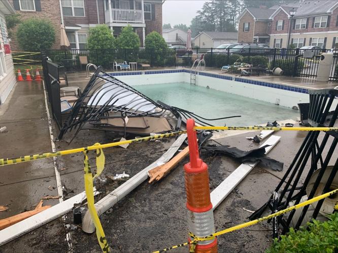 Swimming pool where shooting victim crashed his car on June 6, 2023