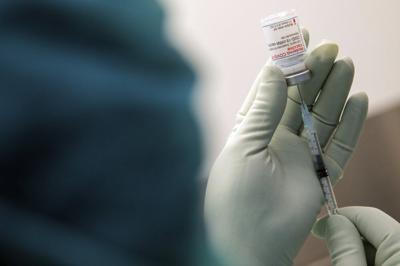 Moderna vaccine vial in Duesseldorf