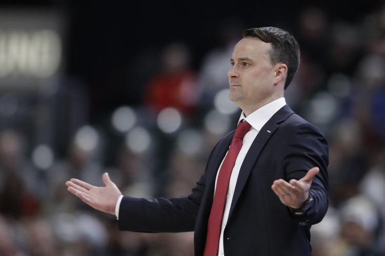 Indiana head coach Archie Miller questions a call
