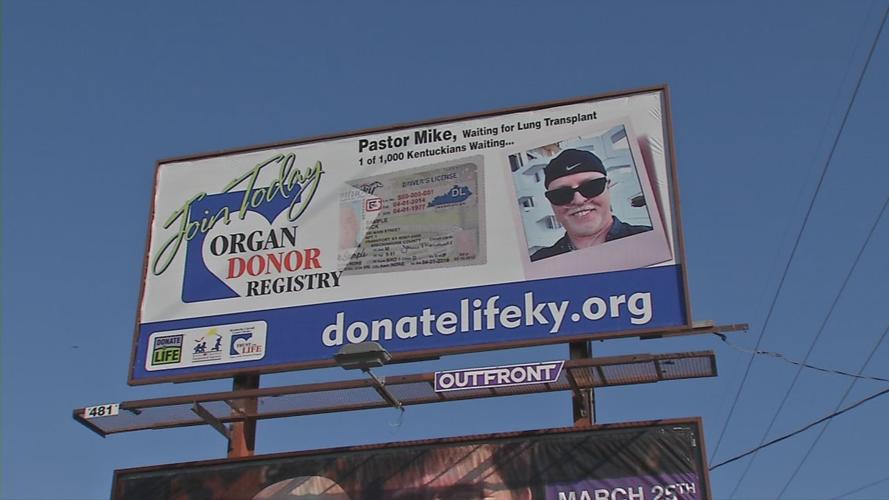 Mike Olsen (double lung transplant recipient) on billboard