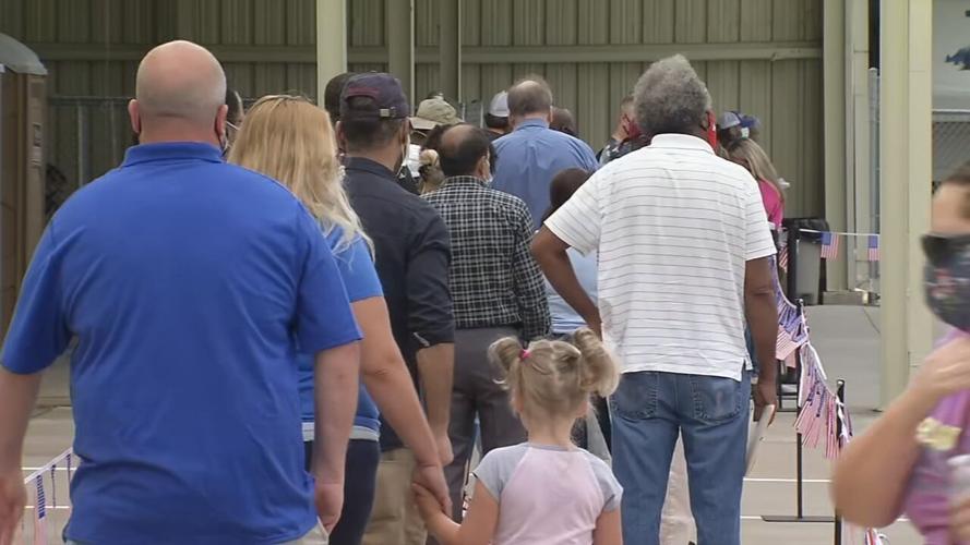 Line to receive in-person unemployment assistance in Louisville on Monday, Aug. 3, 2020