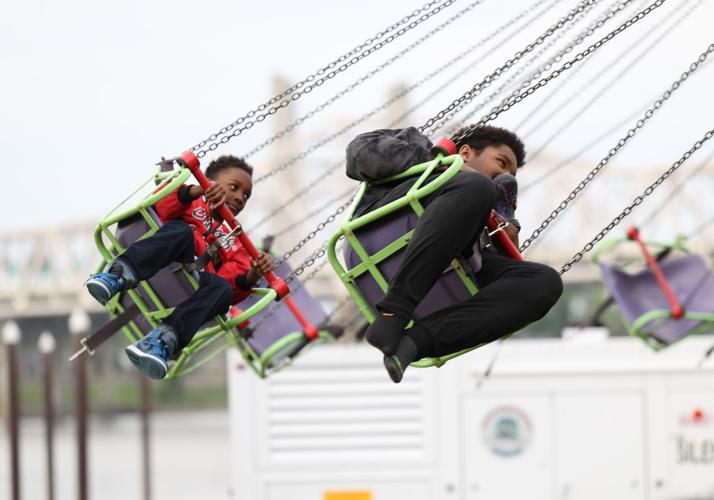 Two boys on a ride at the Chow Wagon