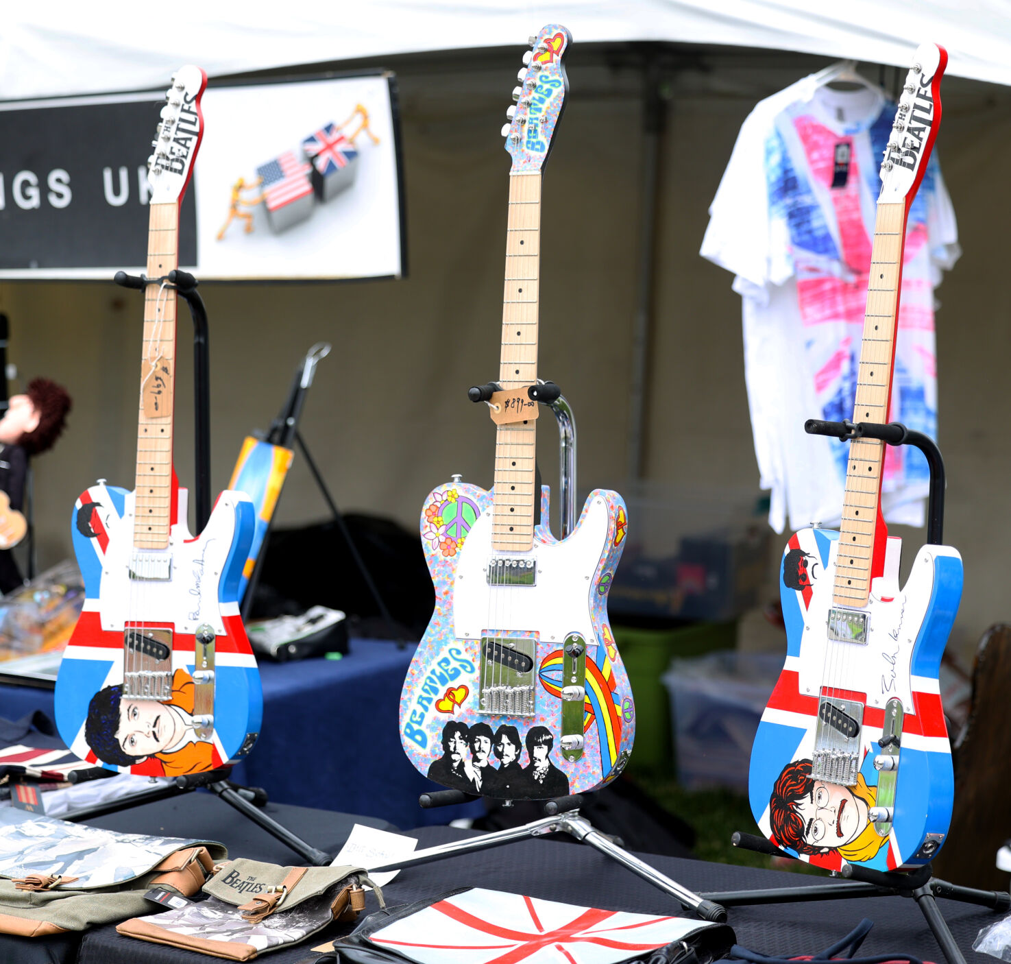 Guitars with Beatles artwork.JPG