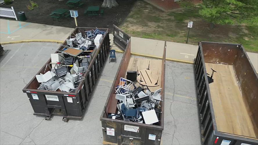 Dumpsters outside Thomas Jefferson Elementary School in Jeffersonville