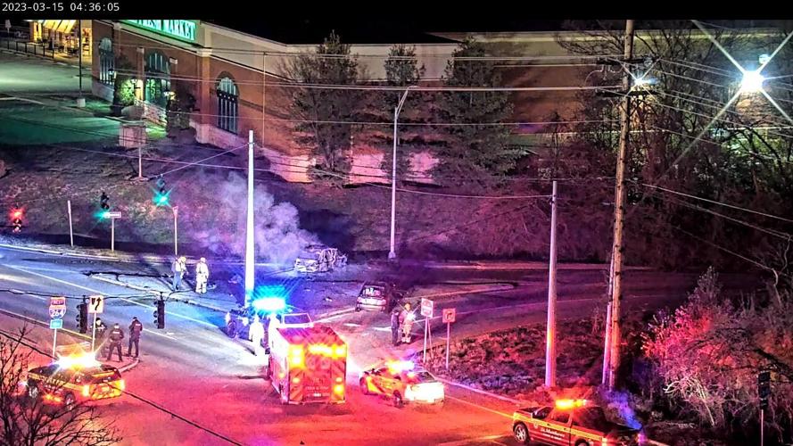 Brownsboro Rd. at I-264 - car crash and heavy police presence - 3.15.23