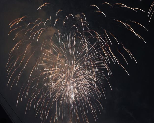 Colored fireworks rain down.JPG