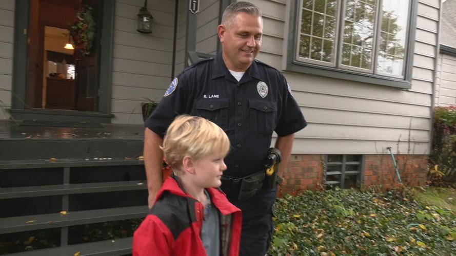 Joey Sorg with Officer Robert Lane