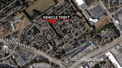 Map of location of vehicle theft in Hurstbourne Acres