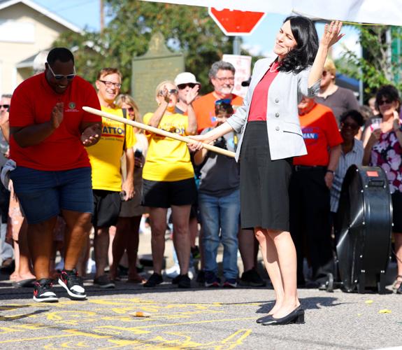 Nicole George attempts to hit the Dainty.JPG