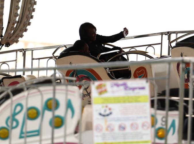 A selfie on an amusement ride at the Chow Wagon