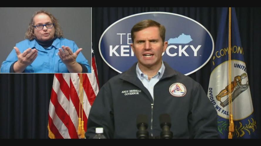 Kentucky Gov. Andy Beshear speaks during a briefing