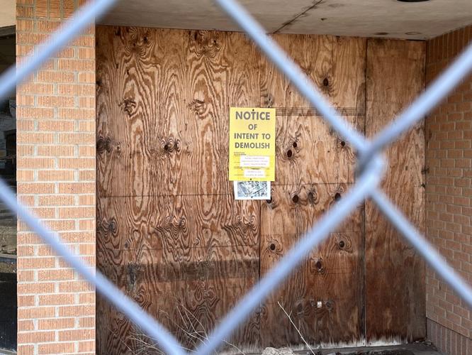 Urban Government Center with demolition sign