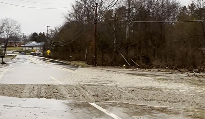 Flooding street in the Zoneton neighborhood in Shepherdsville
