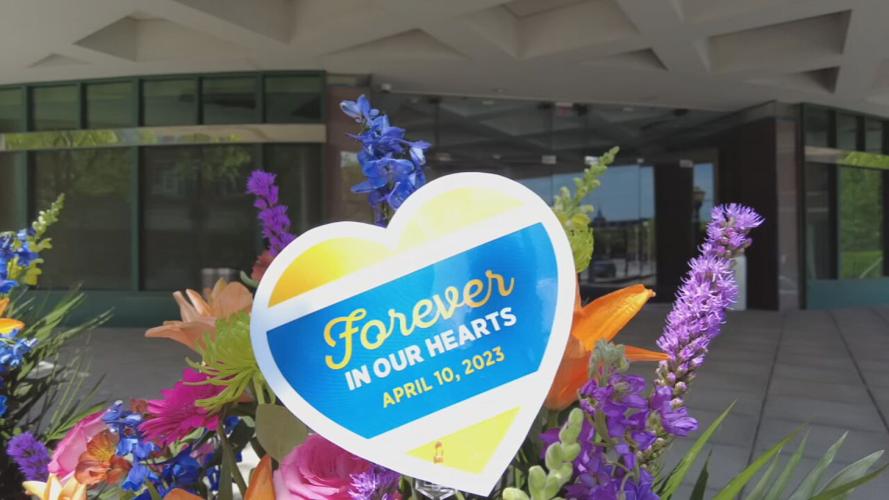 Old National Bank shooting anniversary memorial flowers 4-10-26