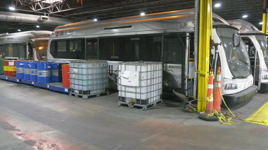TARC electric buses in storage