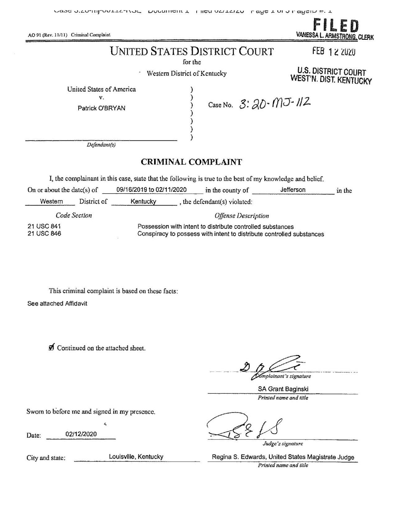 Criminal Complaint DEA Investigation