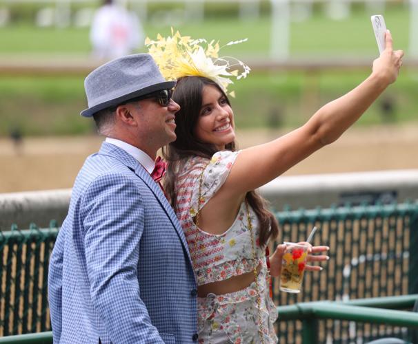 Two people talk selfie at Churchill Downs.JPG