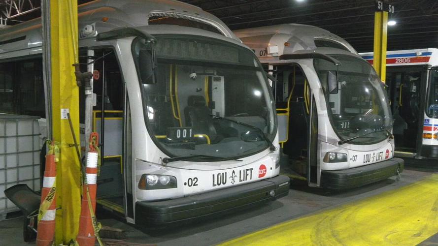 TARC electric buses in storage