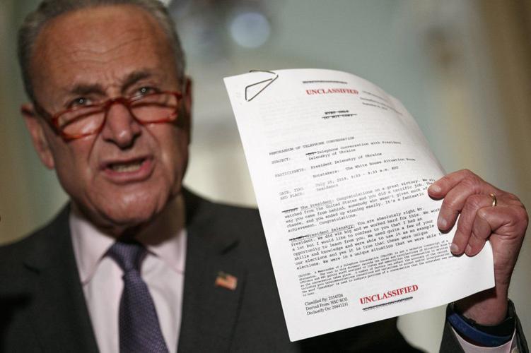 Schumer Holds Transcript from Ukraine Call
