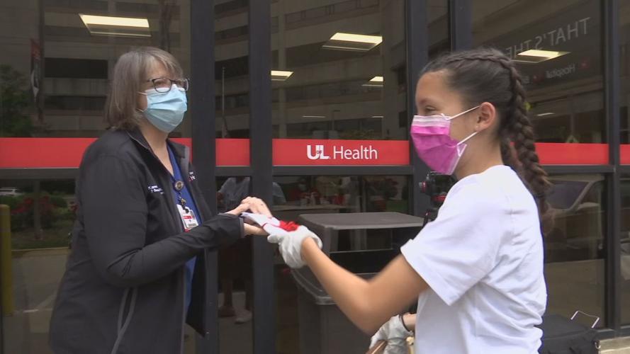 Megan Chelliah provides donations to U of L Health workers