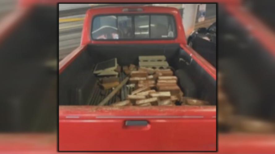 Truck with bricks at May / June 2020 downtown Louisville protest