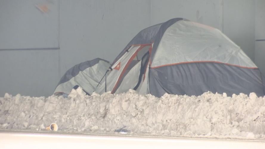 Homeless encampment under Louisville overpass