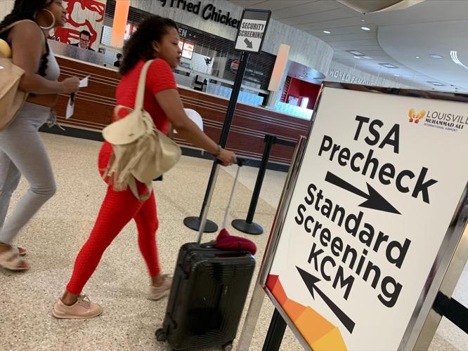 The TSA line at Louisville Muhammad Ali International Airport