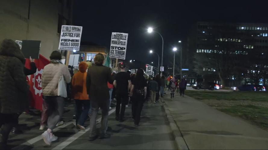 Downtown Louisville ICE fatal shooting protest 1-8-26